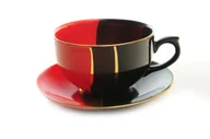 Filiżanki - FILIŻANKA +SPODEK ROXANA MIEROSZÓW CZERWONO CZARNA - miniaturka - grafika 1