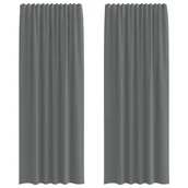 Zasłony - vidaXL Zasłony woalowe z kieszeniami na drążek 2 szt. Ciemnoszary - miniaturka - grafika 1