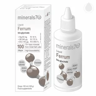 MINERALS7+ Minerals7+ Ferrum liquid krople 100 ml żelazo HM0708 - Witaminy i minerały - miniaturka - grafika 1