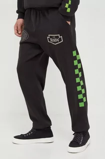 Spodnie męskie - G-Star Raw spodnie dresowe bawełniane kolor czarny z nadrukiem - grafika 1