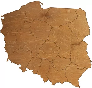 Dekoracja drewniana na ścianę Mapa Polski z województwami - Dekoracje domu - miniaturka - grafika 1