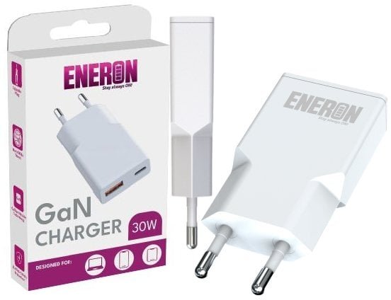 SZYBKA ŁADOWARKA SIECIOWA USB-C+A 30W GaN Slim DO TELEFONU/TABLETU Type-C biała