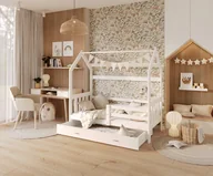 Łóżka dla dzieci i młodzieży - Łóżko domek AVA kolor biały - 80x160 - DREWNO - Biały - miniaturka - grafika 1
