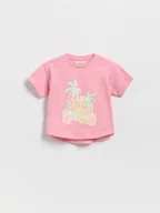 Bluzki dla niemowląt - Reserved - Bawełniany t-shirt z aplikacją - różowy - miniaturka - grafika 1