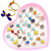 Biżuteria dla dzieci - Pierścionki dziecięce emaliowane z regulacją 36 szt. - miniaturka - grafika 1