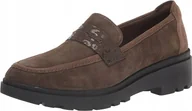 Mokasyny damskie - CLARKS DAMSKIE MOKASYNY WSUWANE BRĄZOWE ZE SKÓRĄ 39 JJC - miniaturka - grafika 1