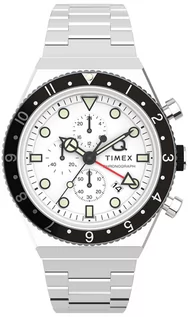 Zegarki męskie - Zegarek Timex TW2V69900 Q Timex Chronograph 40mm Stainless Steel Bracelet - grafika 1