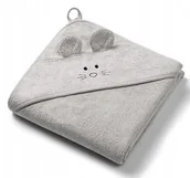 Okrycia kąpielowe dla dzieci - Ręcznik Kąpielowy Okrycie Kąpielowe Bambusowy Z Kapturkiem 100X100 Szary Babyono - miniaturka - grafika 1