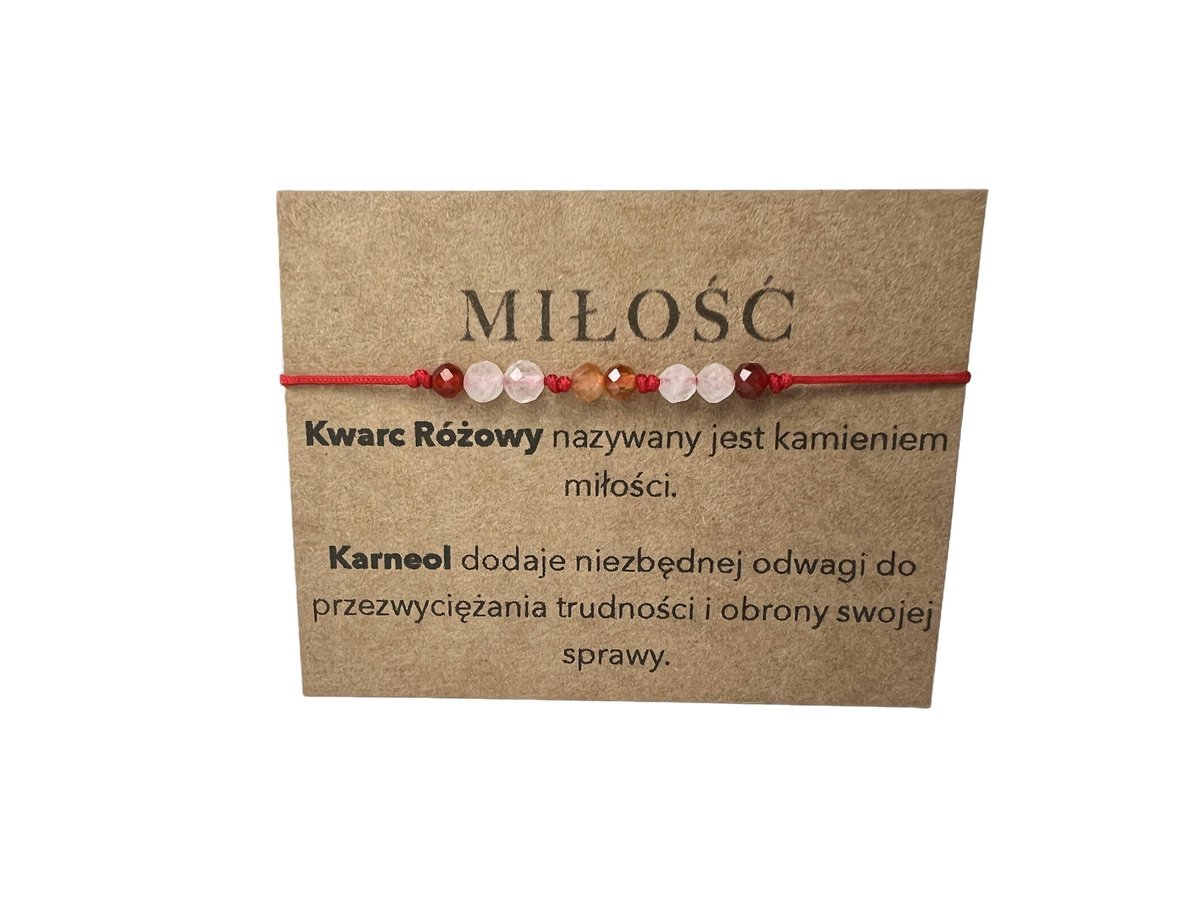 Bransoletka na sznurku Kwarc Różowy Karneol Miłość