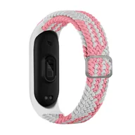 Akcesoria do smartwatchy - Hurtel Strap Fabric opaska do Xiaomi Mi Band 6 / 5 / 4 / 3 pleciony materiałowy pasek bransoletka biało-różowy - miniaturka - grafika 1