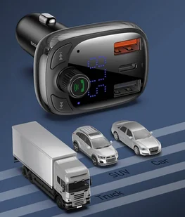 Baseus Transmiter FM Bluetooth 5.0 ładowarka samochodowa PPS Quick Charge QC4.0 Power Delivery USB Typ C / micro SD 5A 36W czarny (CCTM-B01) - Transmitery FM - miniaturka - grafika 11