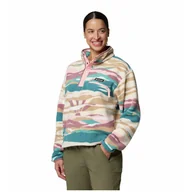 Bluzy sportowe damskie - Bluza damska Columbia Helvetia™ II Printed Cropped Half Snap Rozmiar: L / Kolor: beżowy/zielony - miniaturka - grafika 1