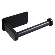 Stojaki i wieszaki na papier toaletowy - Uchwyt na papier toaletowy, rura okrągła, dno kwadratowe, samoprzylepny, odpowiedni do kuchni, łazienki i toalety (czarny) - miniaturka - grafika 1