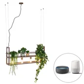 Lampy sufitowe - QAZQA Inteligentna lampa wisząca rdzawobrązowa ze stojakiem  w tym 4 Wifi A60 - Cage Rack - miniaturka - grafika 1