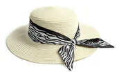 Czapki damskie - Kapelusz Damski Plażowy Słomkowy Boater Regulowany Na Lato Elegancki Lekki - miniaturka - grafika 1