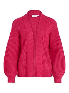 Swetry damskie - Vila Women's VISOFIA L/S Open Knit Kardigan dziergany, Pink Yarrow, L, różowy, L - grafika 1