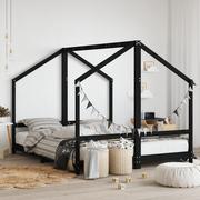 Łóżeczka i kojce - vidaXL Rama łóżka dziecięcego, czarna, 2x(80x200) cm, drewno sosnowe - miniaturka - grafika 1