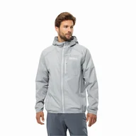 Kurtki i kamizelki sportowe męskie - Męska kurtka przeciwdeszczowa Jack Wolfskin PRELIGHT 3L JKT M cool grey - S - miniaturka - grafika 1