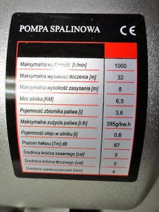 Pompa spalinowa motopompa do wody 3" (6.5 KM) 1000 l/min MAR-POL - Pompy wodne - miniaturka - grafika 3