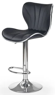 Czarny profilowany tapicerowany hoker z oparciem - Hevre - Taborety i hokery - miniaturka - grafika 1