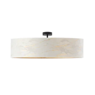 Stylowy plafon z tkaninowym abażurem imitującym marmur GRENADA MARMUR fi - 80 cm - kolor biały - Lampy sufitowe - miniaturka - grafika 1