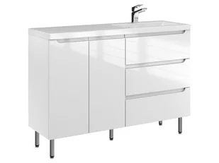 Szafka Stojąca Z Umywalką ETH 120 cm DS Prawa - Biały Wysoki Połysk - Szafki łazienkowe - miniaturka - grafika 1