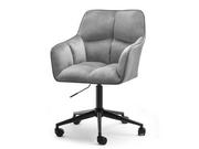 Fotele i krzesła biurowe - Welurowy Fotel Kubełkowy Do Domowego Biura Isla Szary Na Czarnej Nodze - miniaturka - grafika 1