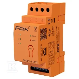 Monitor licznik energii elektrycznej z wbudowaną anteną wewnętrzną WI-FI 3F+N FOX ENERGY 3WI-MEF3-OPTI-400 - Liczniki energii elektrycznej - miniaturka - grafika 1