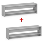 Wyposażenie sportowe i gimnastyczne - Ławka szatniowa z półka na obuwie 1+1 GRATIS, wzmocniona, 1500 mm, szara - miniaturka - grafika 1