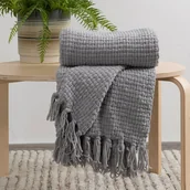 Koce - Koc Suzi, 130x170 cm, z frędzlami, popielaty, Eurofirany - miniaturka - grafika 1