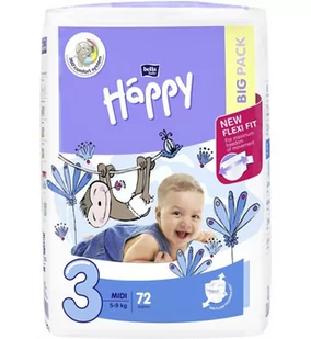 Bella baby happy Pieluszki Baby Happy New Flexi Fit Midi (3) 5-9 kg 72 szt. BB-054-MU72-004 - Pieluchy dla dorosłych - miniaturka - grafika 1