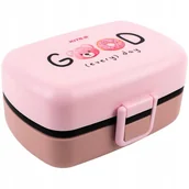 Zestawy naczyń dla dzieci - Lunchbox do szkoły wkłady 2 komory ze stucćami różowy 1150ml kite - miniaturka - grafika 1