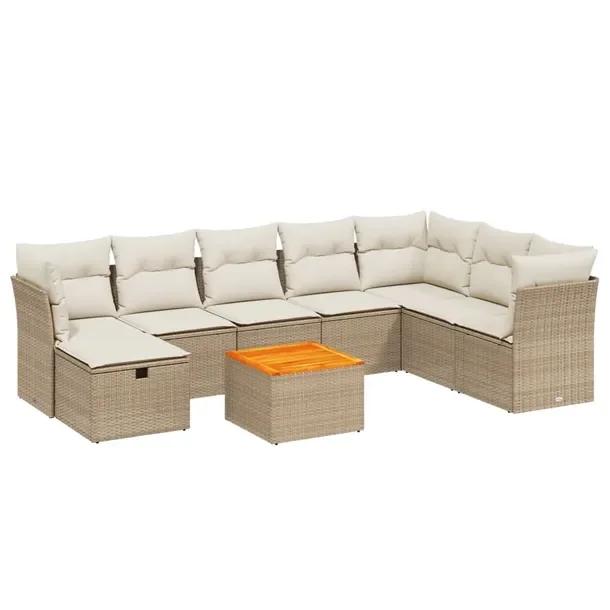 Zestaw mebli ogrodowych modułowych beżowy, rattan PE, 62 x 62 x 69 cm