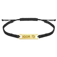 Bransolety męskie - Pozłacana Bransoletka Męska z GRAWEREM blaszka makrama - miniaturka - grafika 1