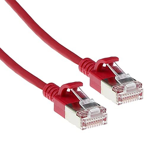 ACT CAT6a kabel sieciowy, U/FTP LSZH LAN, cienki kabel 3,8 mm Slimline, elastyczny kabel Snagless CAT 6a z wtyczką RJ45, do stosowania w centrach danych, 5 metrów, czerwony – DC7505
