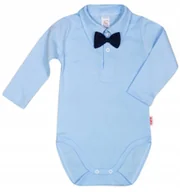 Body dla niemowląt - Body KOŁNIERZYK Polo DŁR BŁĘKIT MUCHA granat r 80 KLEKLE - miniaturka - grafika 1