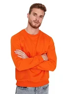 Bluzy męskie - TRENDYOL Męska bluza z poliestru - pomarańczowa - regularna 2XL pomarańczowa, pomarańczowy, XXL - miniaturka - grafika 1