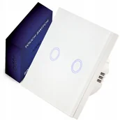 Wyłączniki światła i elektryczne - LUMENIX WŁACZNIK ŚCIENNY ŚWIATŁA BIANKA - DOTYKOWY SZKLANY PODWÓJNY BIAŁY WS-BIANKA-03 - miniaturka - grafika 1