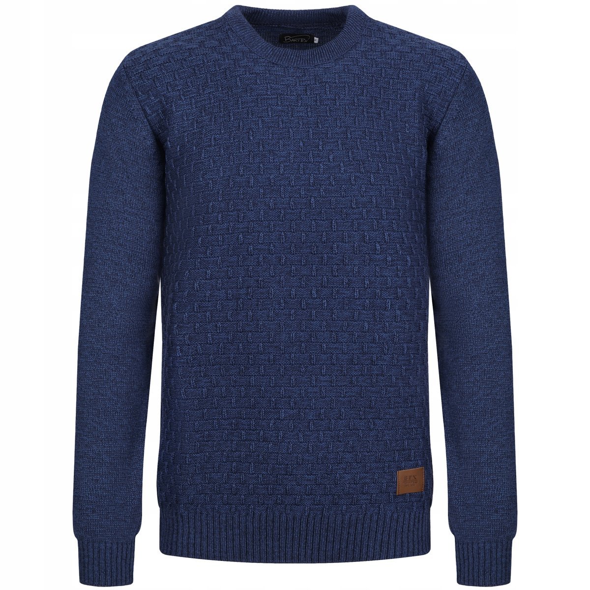 SWETER MĘSKI GŁADKI CEGIEŁKA ELEGANCKI CIEPŁY MIŁY - JEANSOWY - M