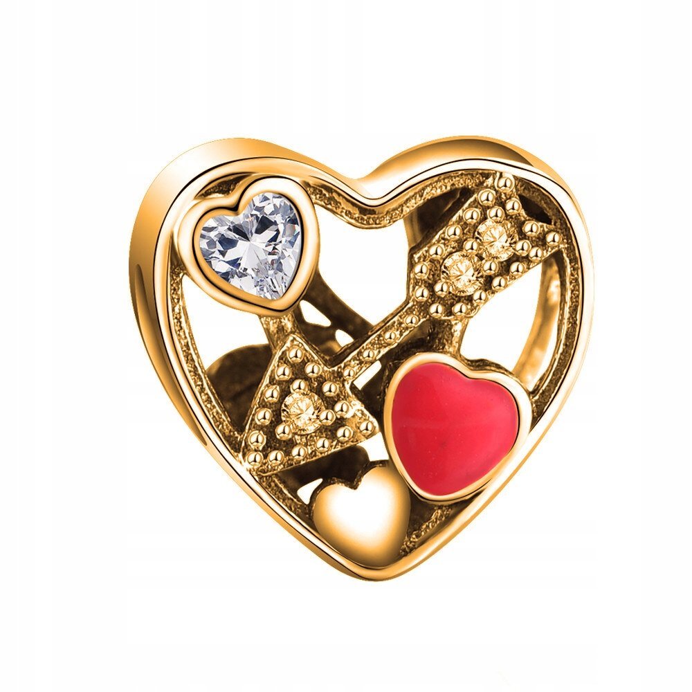 Złoty Charms Serce Strzała Miłości Serduszko Zakochani SREBRO 925