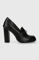 Czółenka - Tommy Hilfiger czółenka skórzane TH HARDWARE BLOCKY PUMP kolor czarny na słupku FW0FW07767 - miniaturka - grafika 1
