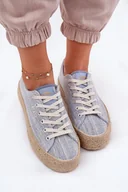 Trampki damskie - Trampki Damskie Na Platformie Z Plecionką Lee Cooper LCW-25-02-3283 Niebieskie-40 - miniaturka - grafika 1