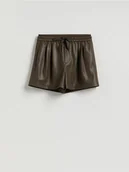 Spodenki damskie - Reserved - Szorty z imitacji skóry - brązowy - miniaturka - grafika 1