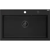 Zlewozmywaki - Mexen Elix zlewozmywak granitowy 1-komorowy 800 x 500 mm, czarny, syfon złoty - 6527801005-77-B - miniaturka - grafika 1