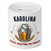 Skarbonki - Skarbonka Dla Karoliny na Urodziny na Prezent z Nadrukiem ze Zdjęciem + Opakowanie na prezent (wzór 02) - miniaturka - grafika 1