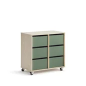 Meble do szkół i przedszkoli - Regał szkolny CASPER, 6 szuflad, brzoza, ciemnozielony - miniaturka - grafika 1