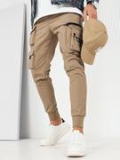Spodnie męskie - Spodnie męskie bojówki beżowe Dstreet UX4157 - miniaturka - grafika 1