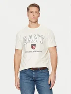 Koszulki męskie - Gant T-Shirt 2003290 Écru Regular Fit - miniaturka - grafika 1