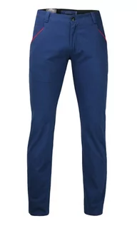 Spodnie męskie - Bawełniane Spodnie Męskie, CHINOSY, Kolorowe Wykończenia, Chabrowe - Chiao - grafika 1