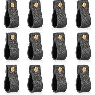 Uchwyty - skóra ekologiczna - do szafek, mebli, garderób -12 sztuk - 25x153mm - czarne - Zawiasy, okucia i inne akcesoria Uchwyty - skóra ekologiczna - do szafek, mebli, garderób -12 sztuk - 25x153mm - czarne - Zawiasy, okucia i inne akcesoria - miniaturka - grafika 1